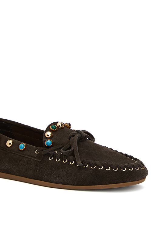 Kiremit Toka Detaylı Süet Babet