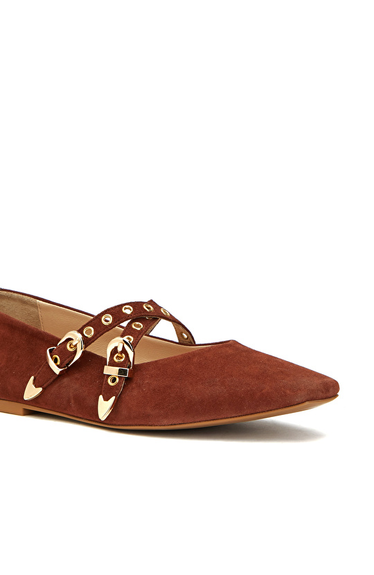 Kiremit Toka Detaylı Süet Babet