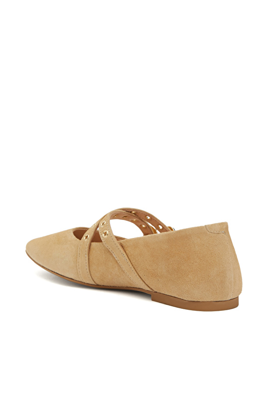 Camel Toka Detaylı Kadın Deri Babet