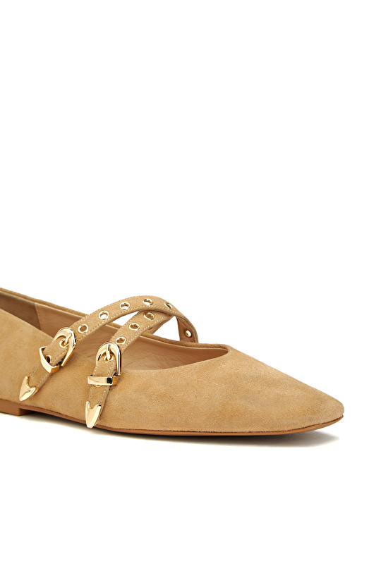 Camel Toka Detaylı Süet Babet