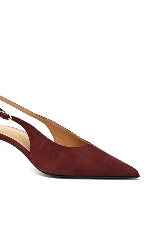 Bordo Süet Topuklu Ayakkabı