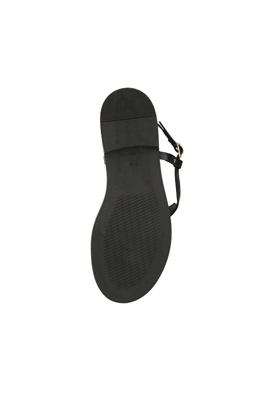 Siyah Kadın Deri Sandalet