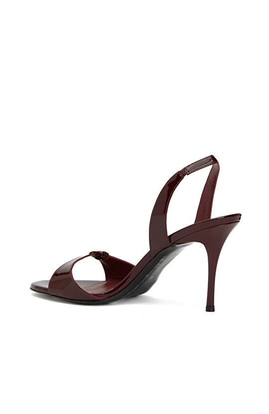 Bordo Toka Detaylı Kadın Deri Parlak Sandalet