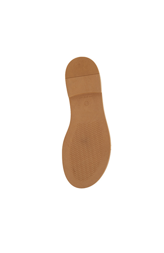 Gold Toka Detaylı Kadın Deri Sandalet