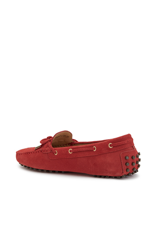 Kırmızı Kadın Süet Loafer