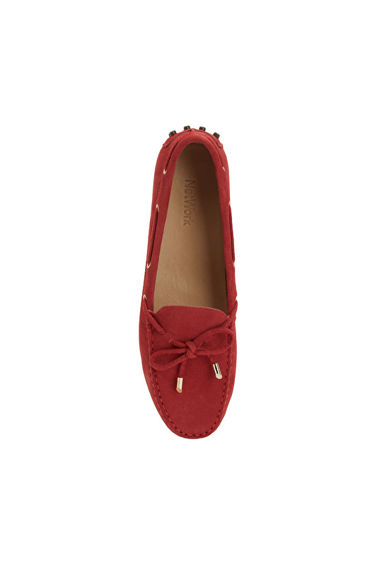 Kırmızı Kadın Süet Loafer