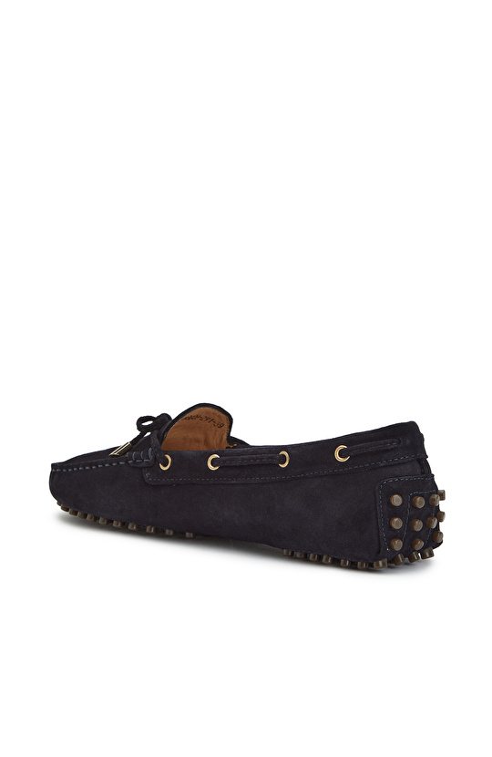 Lacivert Kadın Süet Loafer