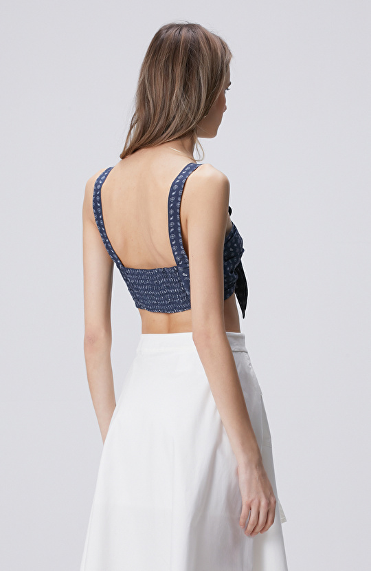 Lacivert Kırık Beyaz Desenli Büstiyer