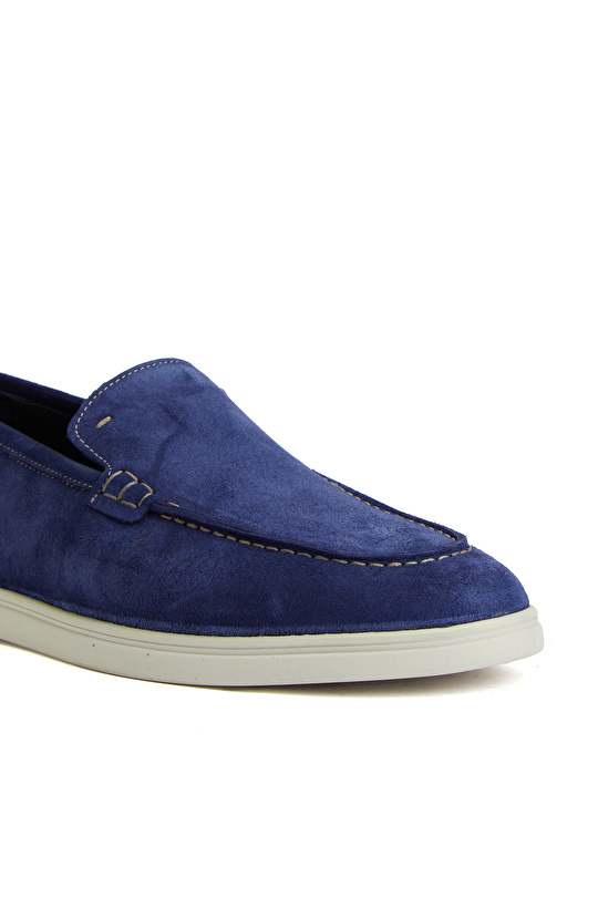 Lacivert Saraç Detaylı Erkek Deri Loafer