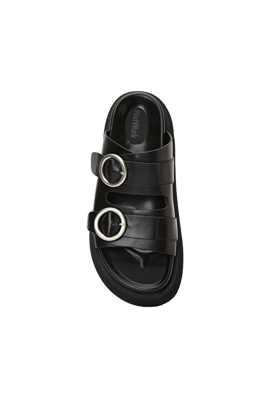 Siyah Günlük Rahat Deri Terlik