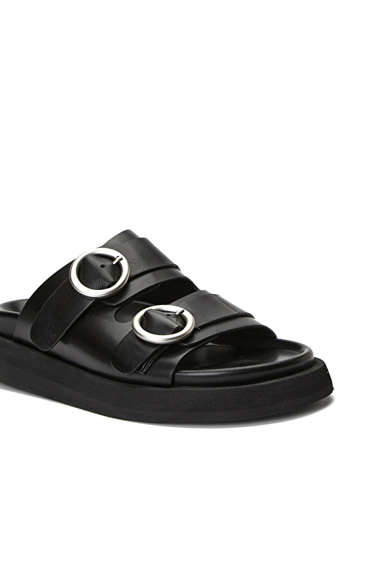 Siyah Günlük Rahat Deri Terlik