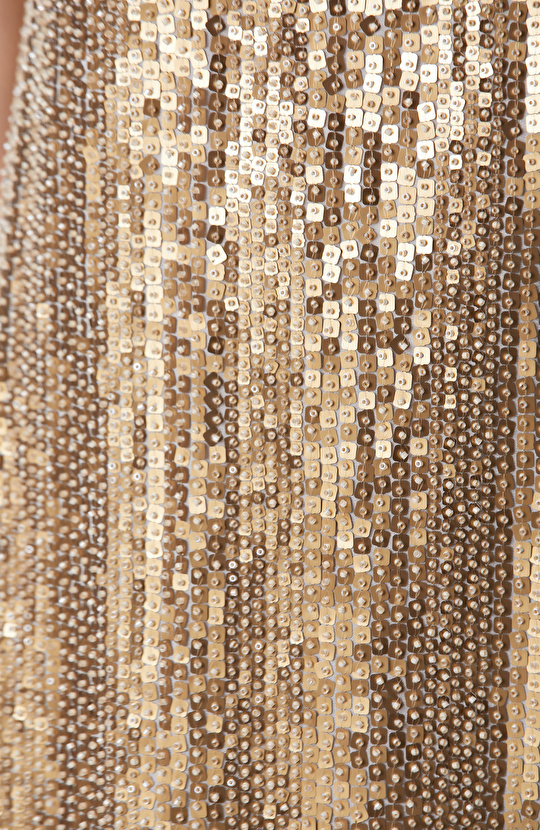 Gold Payetli Abiye Elbise