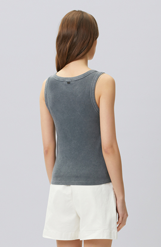 Antrasit Taş Baskılı T-shirt