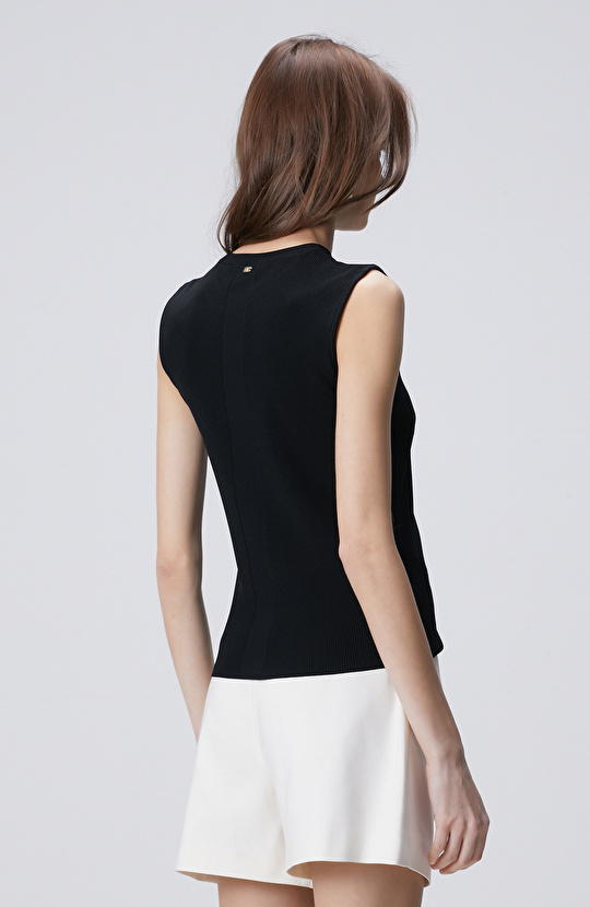 Siyah Ribana Örgü Jakarlı Triko