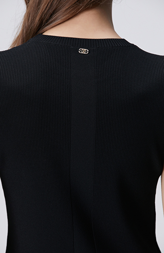 Siyah Ribana Örgü Jakarlı Triko