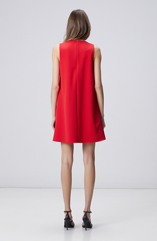 Kırmızı A Form Mini Elbise