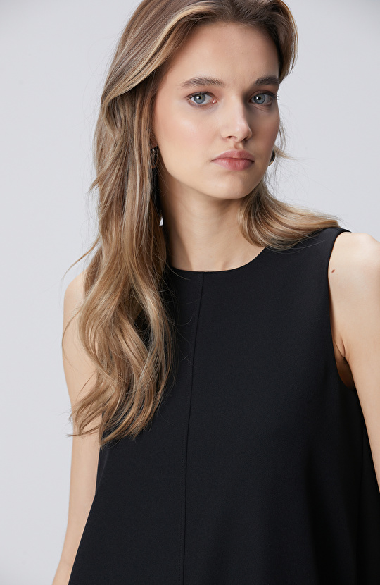 Siyah A Form Mini Elbise