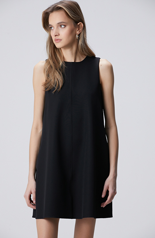 Siyah A Form Mini Elbise