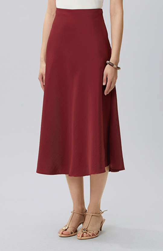 Cherry Below the Knee Length Shiny Fabric Skirt