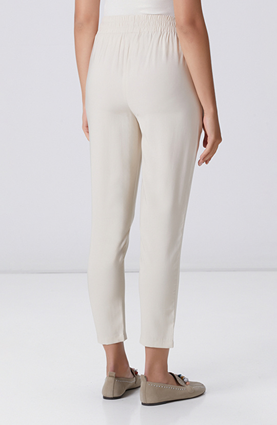 Bej Diyagonal Basic Jogger Pantolon