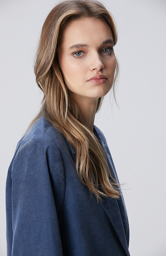 İndigo Yarım Astarlı Ceket