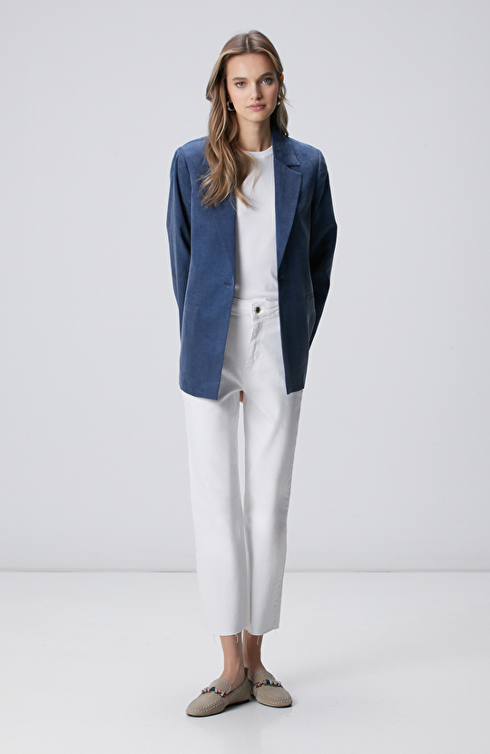 İndigo Yarım Astarlı Ceket