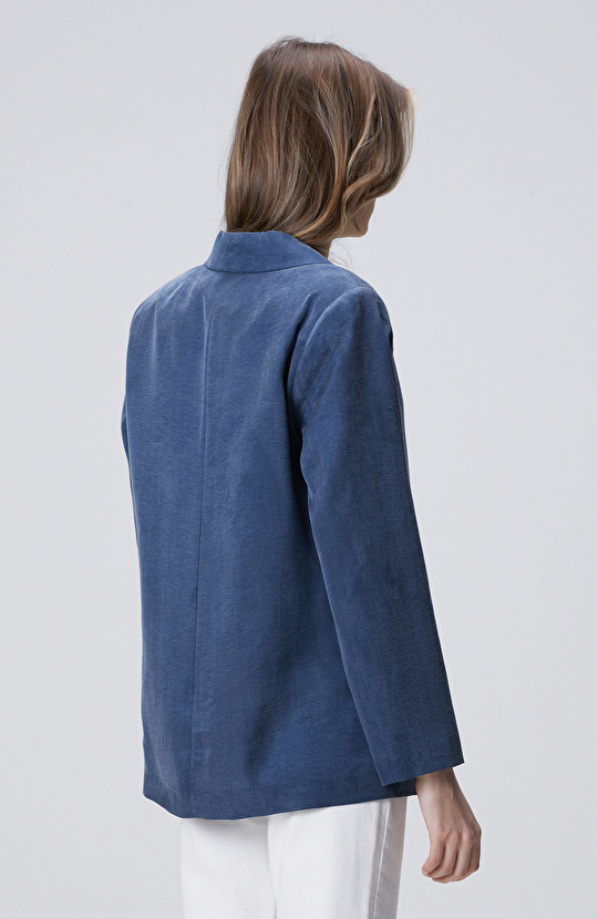İndigo Yarım Astarlı Ceket