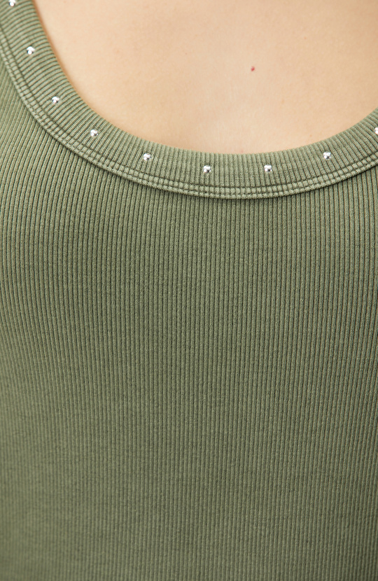 Haki Taş Baskılı T-shirt