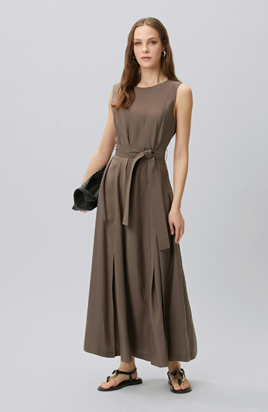 Brown Belted Dress