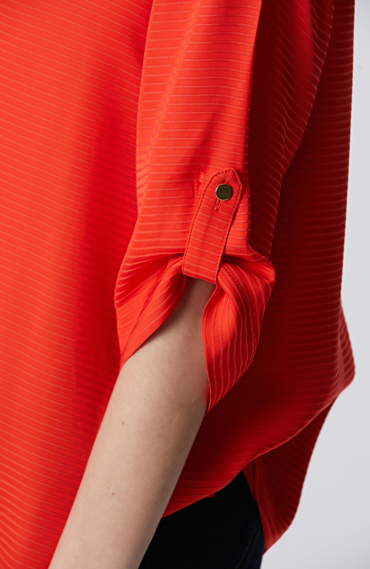 Kırmızı Çizgi Jakarlı Truvakar Kol Gömlek