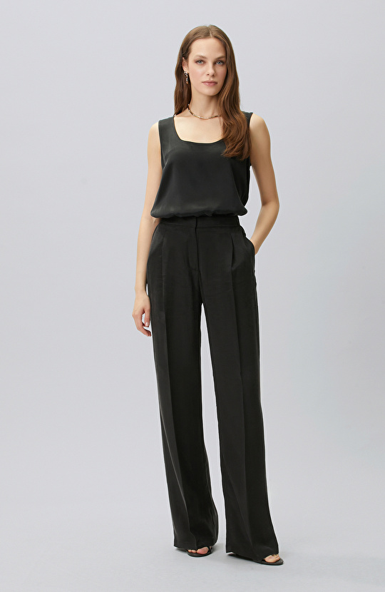 Black Pleated Palazzo Trousers