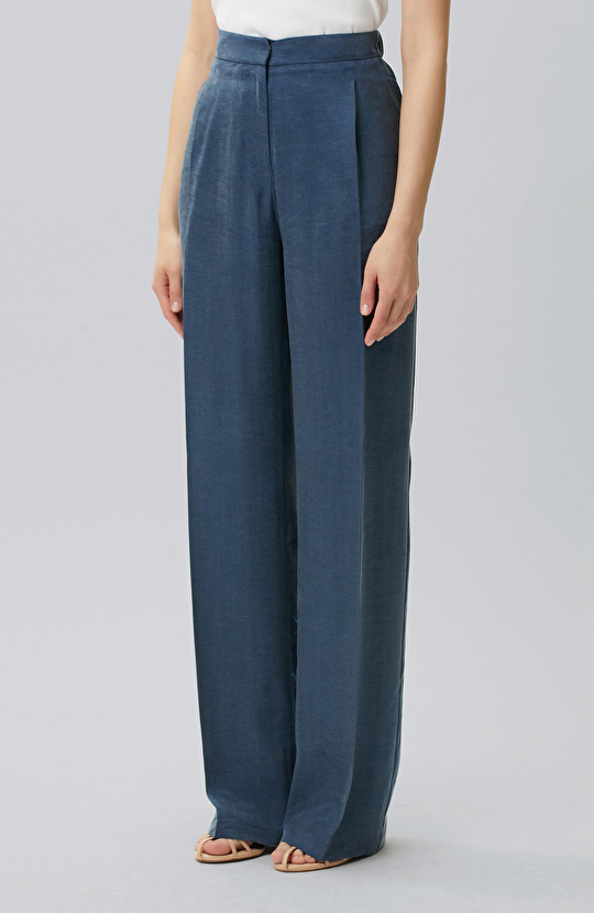 Indigo Pleated Palazzo Pants