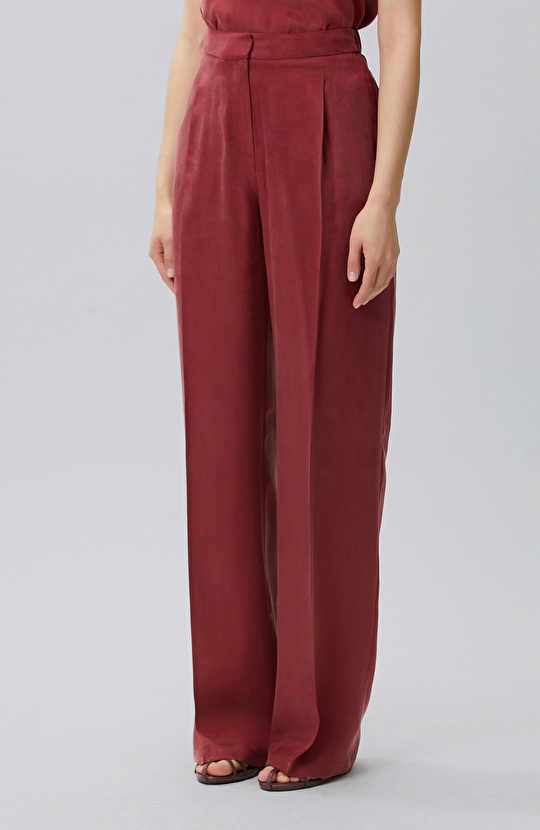 Cherry Pleated Palazzo Trousers