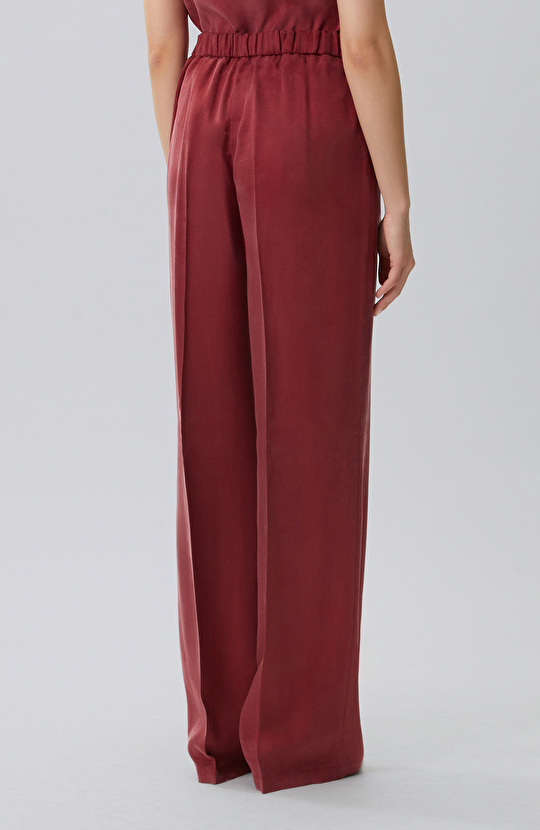 Cherry Pleated Palazzo Trousers