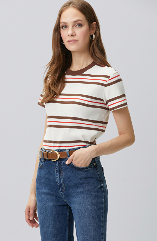 Çok Renkli Çizgili T-shirt