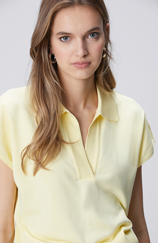 Sarı Polo Yaka Basic Kazak