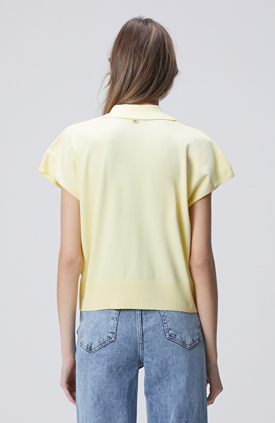 Sarı Polo Yaka Basic Kazak