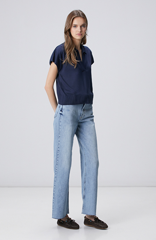 Lacivert Polo Yaka Basic Kazak