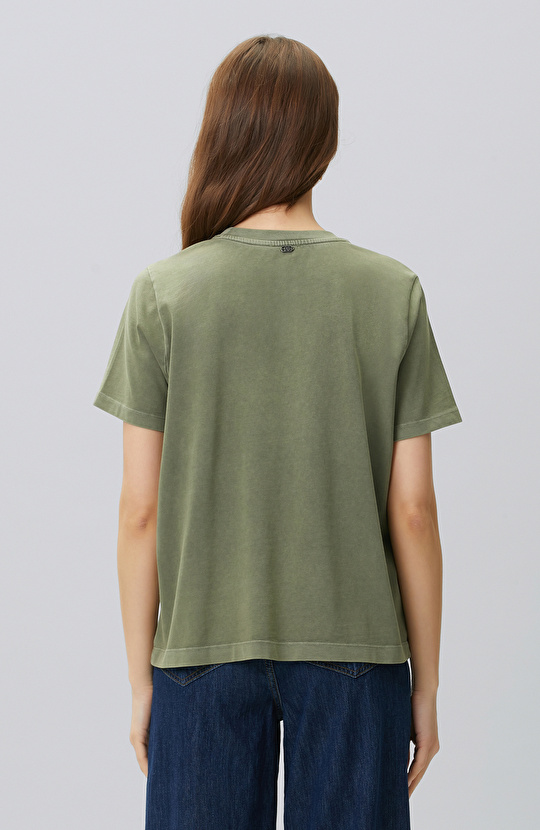 Khaki Shoulder Stone Printed T-shirt