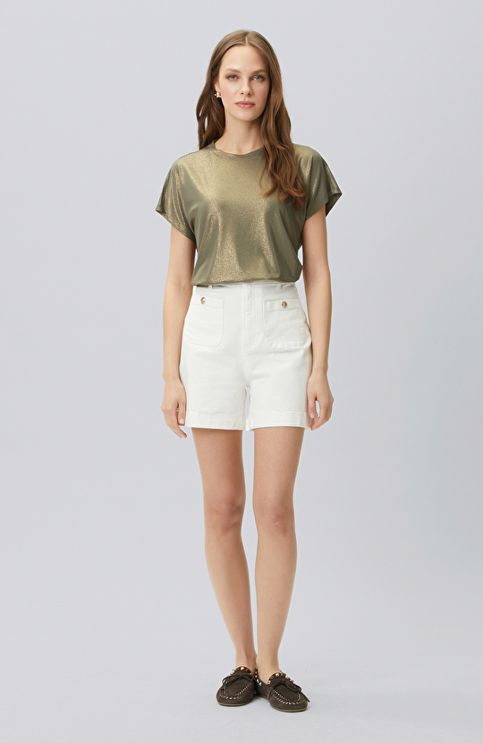 Haki Varak Baskılı T-shirt