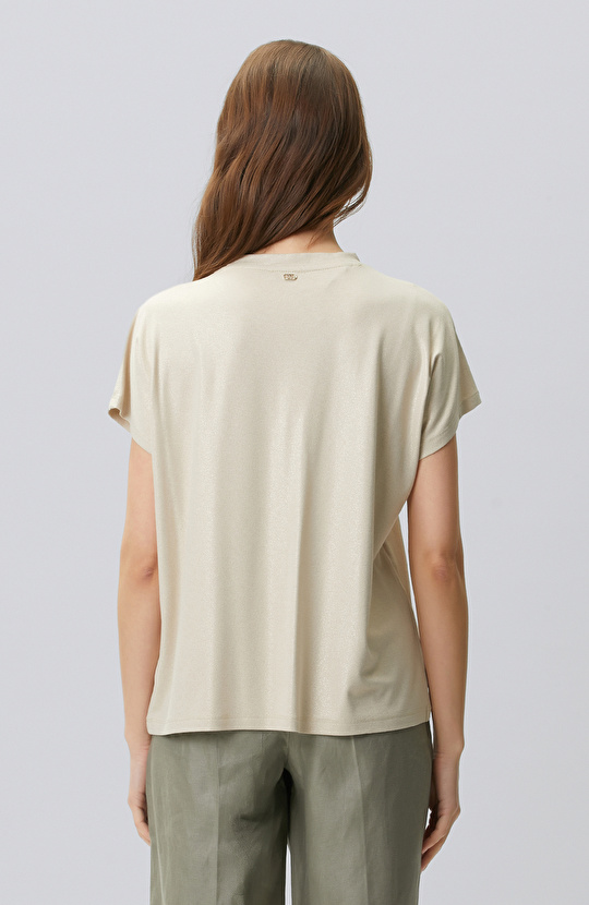 Bej Varak Baskılı T-shirt