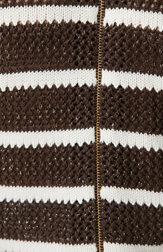 Kahverengi Simli Ajurlu Hırka