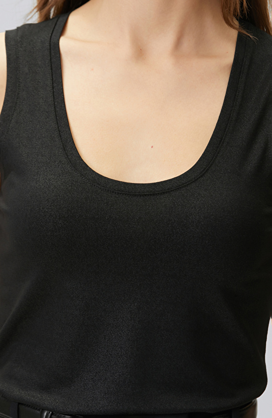 Siyah Varak Baskılı T-shirt