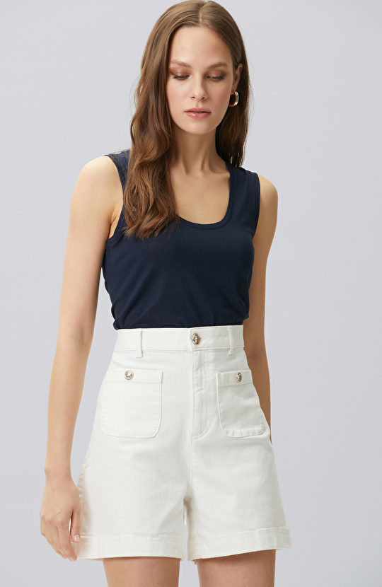 Lacivert Varak Baskılı T-shirt