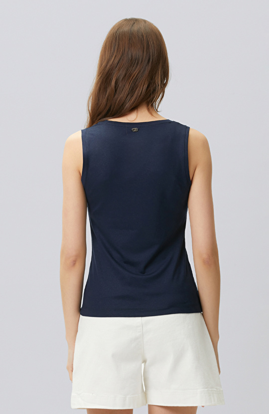 Lacivert Varak Baskılı T-shirt