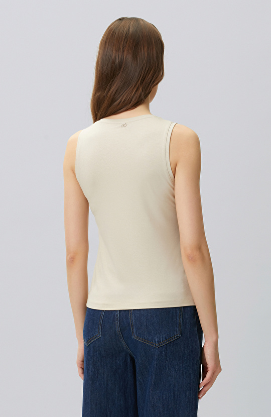 Beige Foil Printed T-shirt