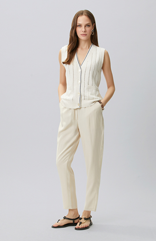 Stone Openwork Knit Knitwear Vest