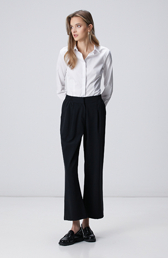 Beyaz Pamuk Saten Basic Gömlek