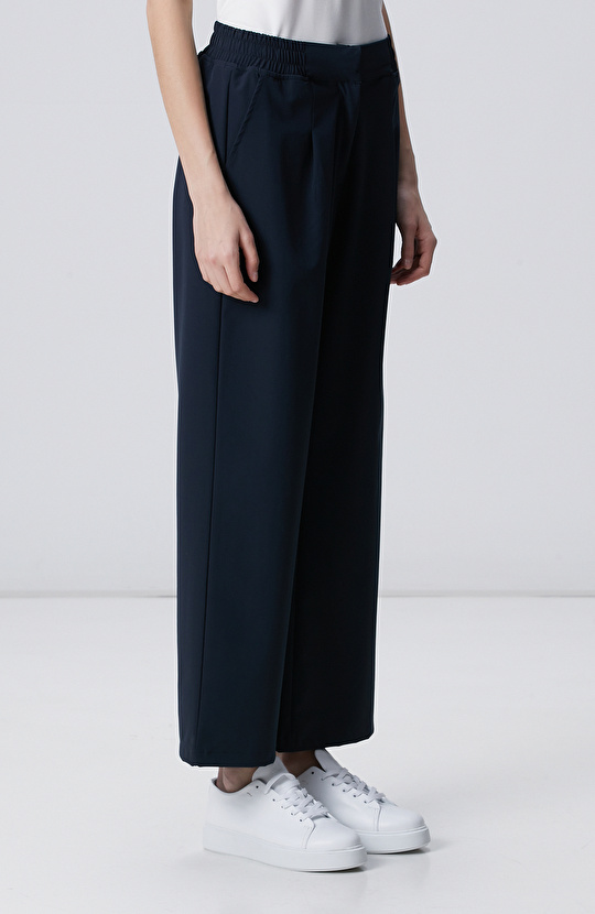Lacivert Geniş Paça Beli Lastikli Pantolon