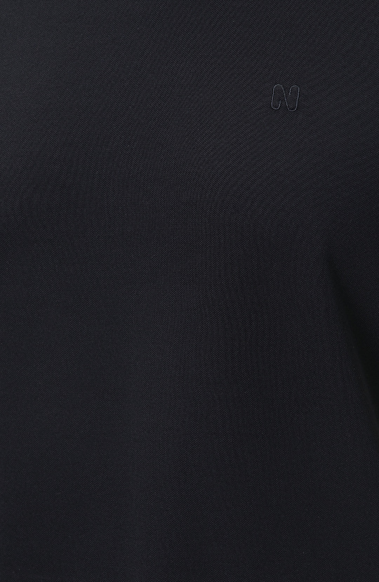 Navy Blue Pique Patterned Basic T-shirt